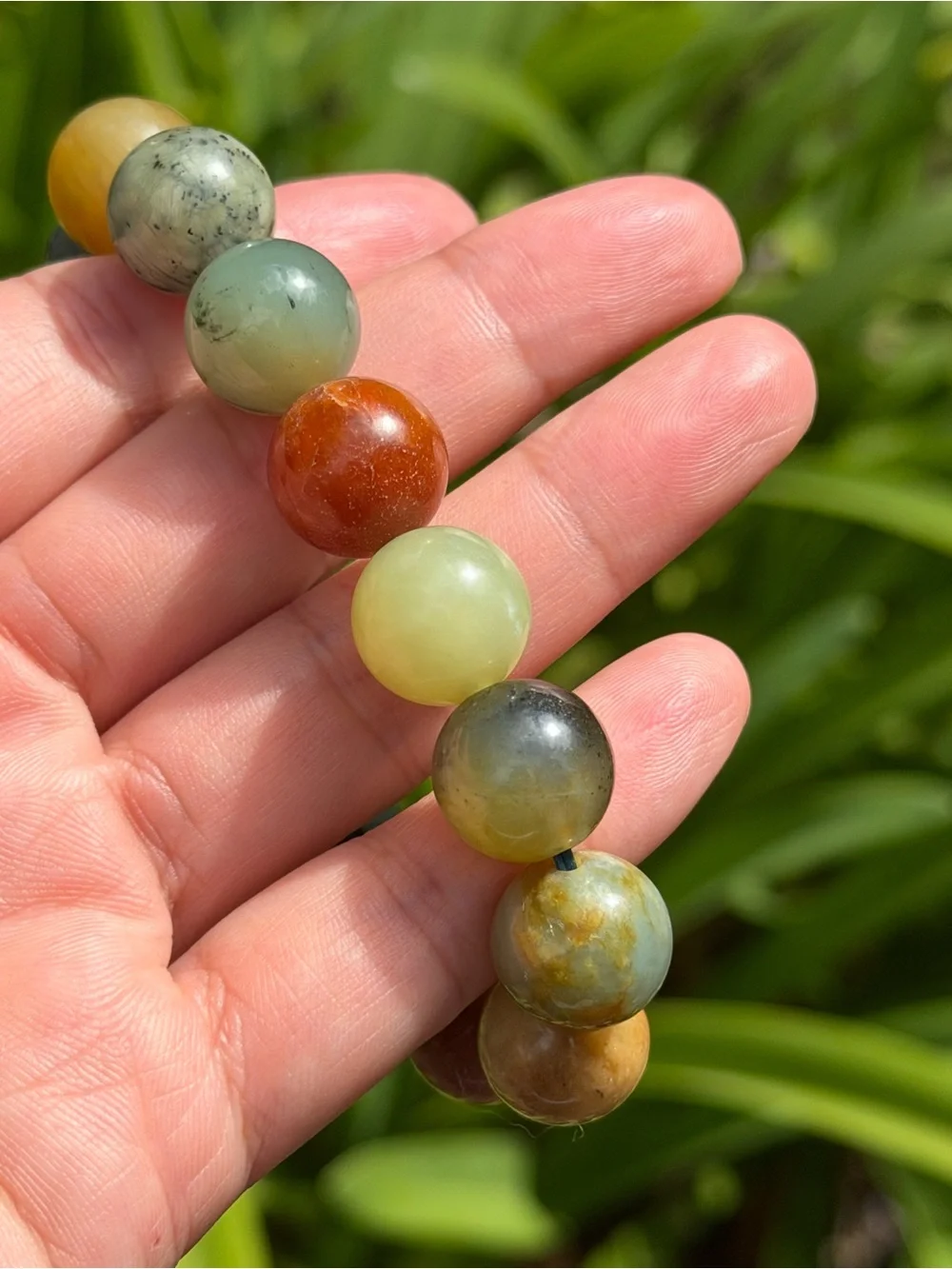 14mm stretchable multicolor Xiuyu jade bracelet 2323
